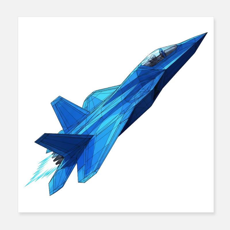 Blue Geometry Jet Poster 8" x 8" (20x20 cm)