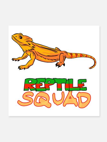 Escouade de reptiles dragon barbu design amusant - Poster 20 x 20 cm - blanc - Devant