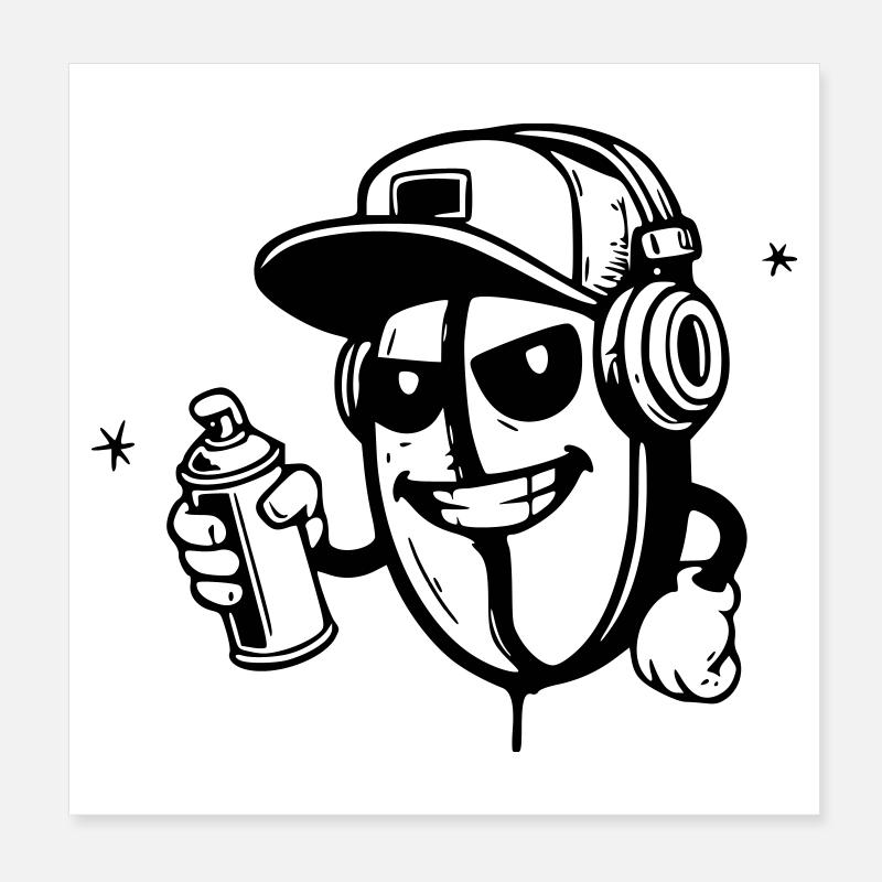 graffiti kaffeebohne character hip-hop Poster 20x20 cm