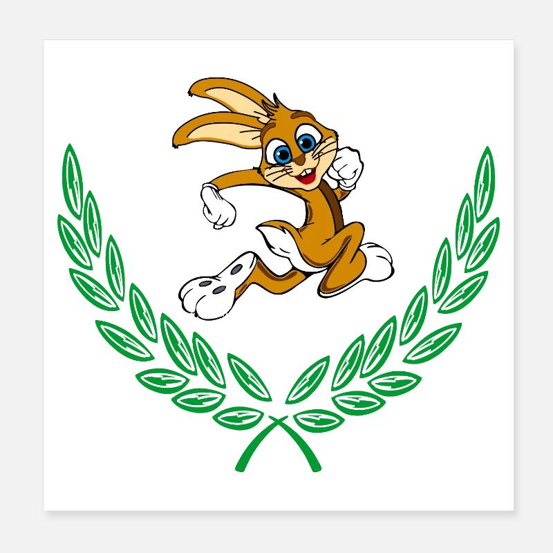 Un joli lapin en couronne de laurier vert Poster 20 x 20 cm