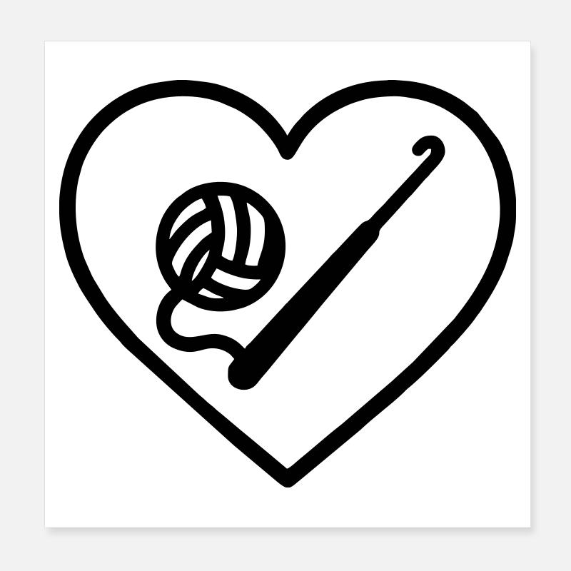 Cœur au crochet – Passion faite main Poster 20 x 20 cm