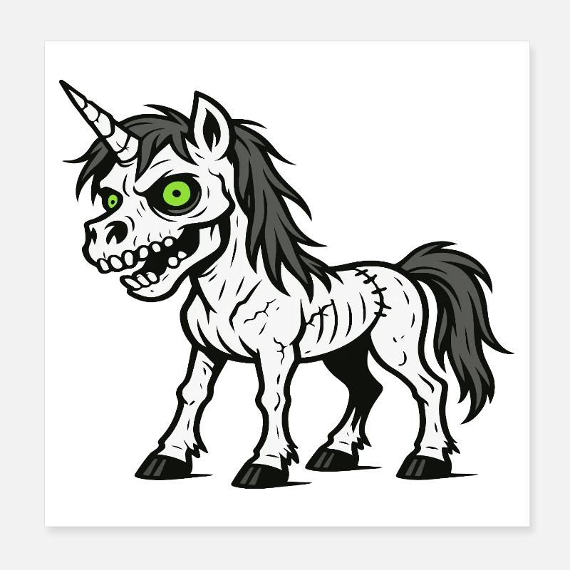Créature d’horreur de la licorne zombie Poster 20 x 20 cm