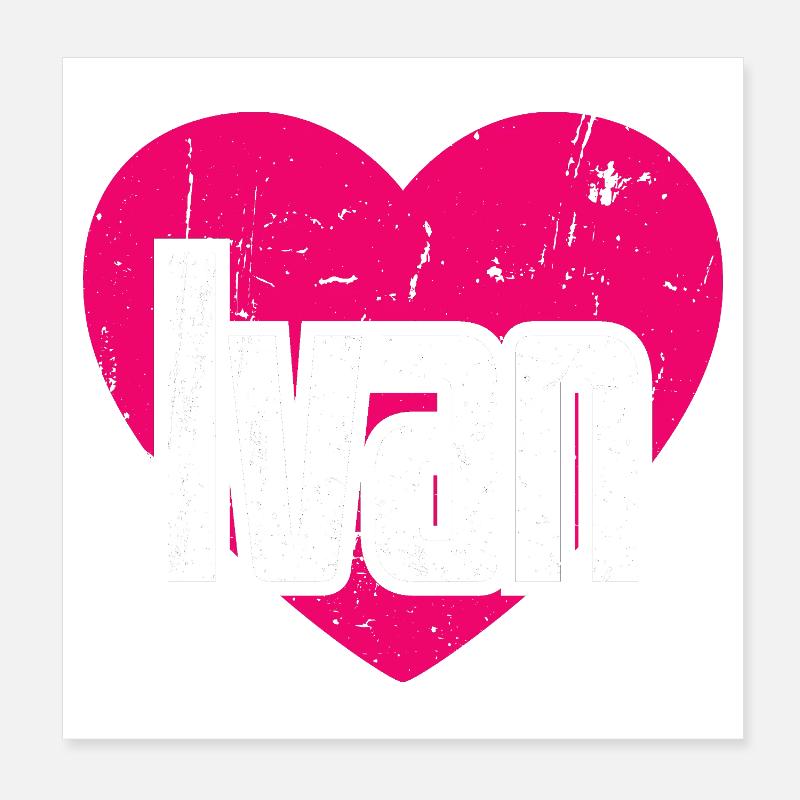 J’aime Ivan Coeur Rose J’aime Ivan Poster 20 x 20 cm