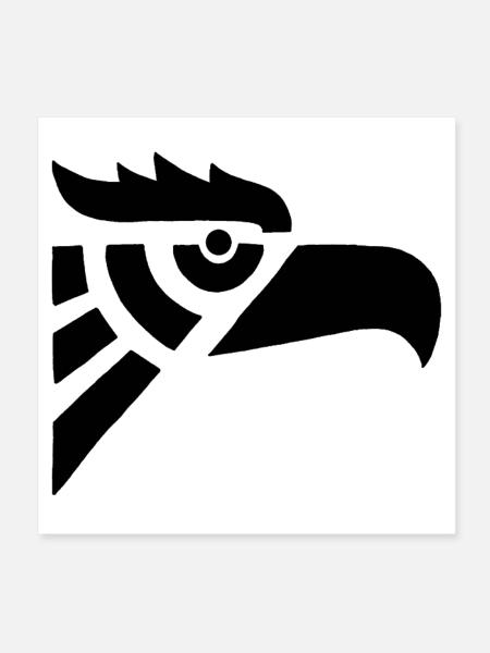Aztekischer Schwarzer Adlerkopf - Poster 20x20 cm - Weiß - Vorne
