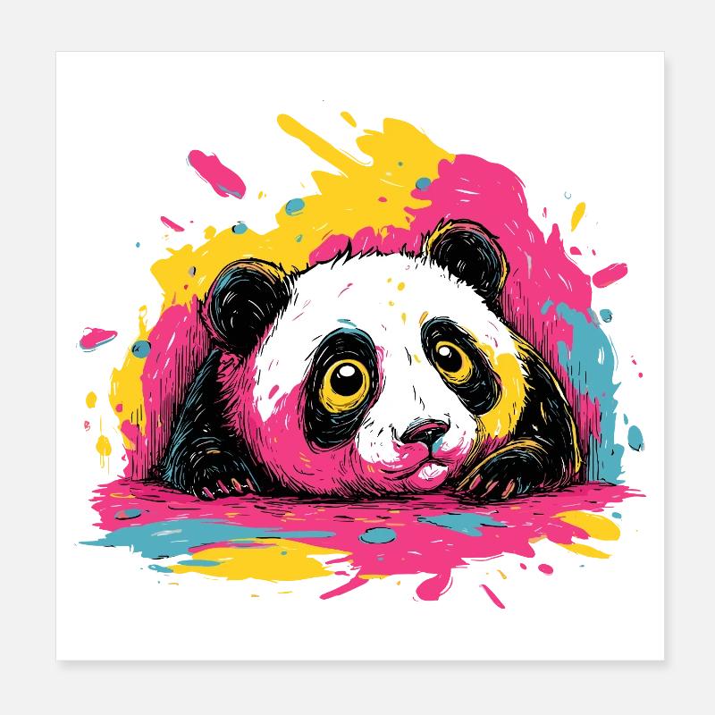Panda Farbsplash Poster 20x20 cm