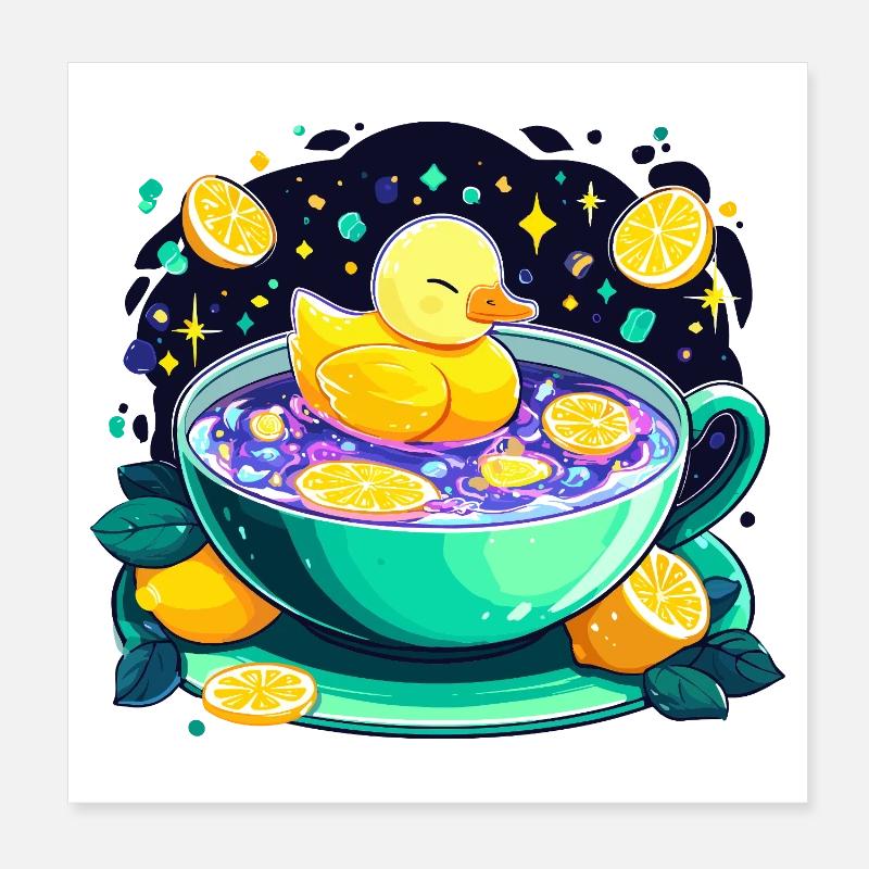 Citrus Ducky in Tea Foam Poster 8" x 8" (20x20 cm)
