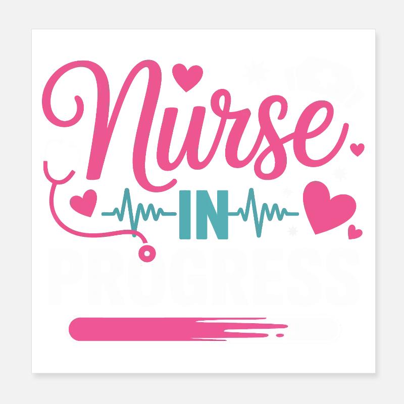 Nurse In Progress Pink Blue Poster 8" x 8" (20x20 cm)