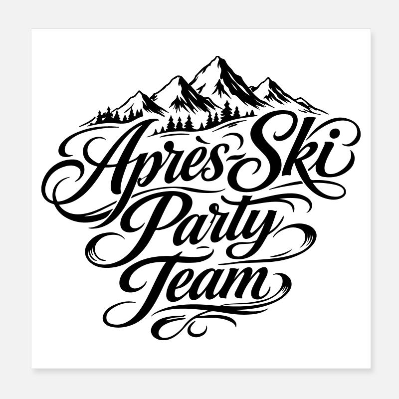 Après Ski Party Team Mountains Poster 20 x 20 cm