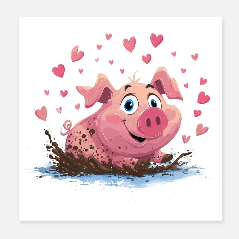 Le Cochon dans le Cœur de Boue Poster 20 x 20 cm