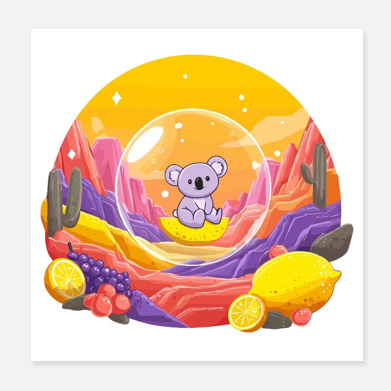 Koala dans le Pays des Merveilles de la Boule de Verre Poster 20 x 20 cm