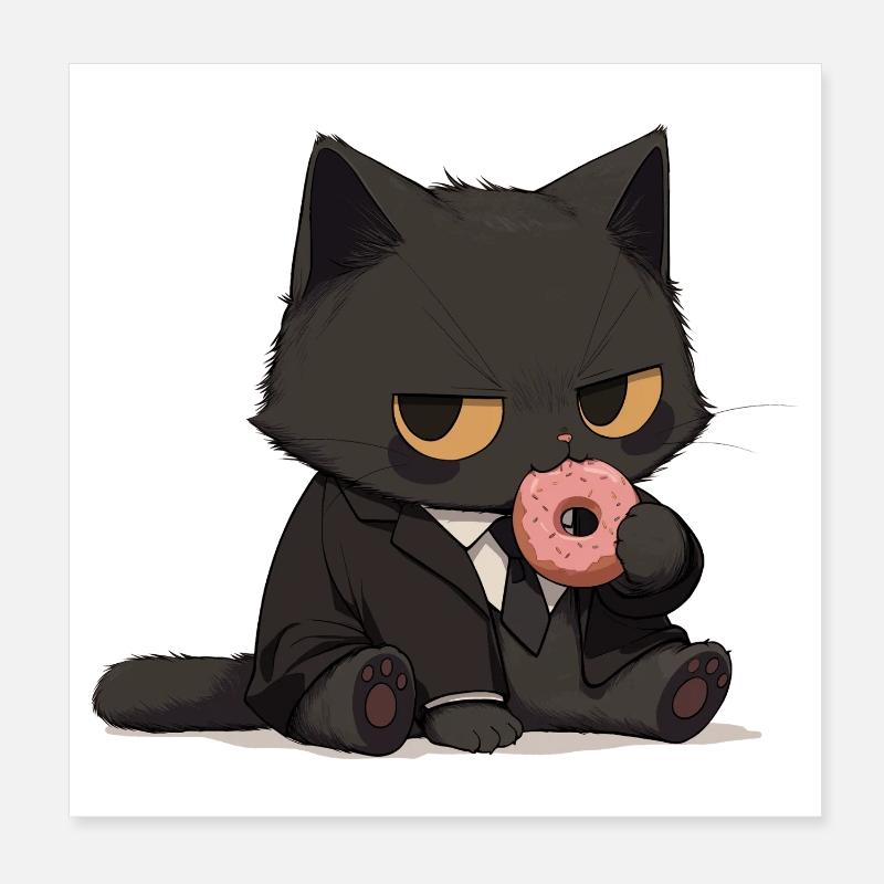 Anzugkatze mit Donut Poster 20x20 cm