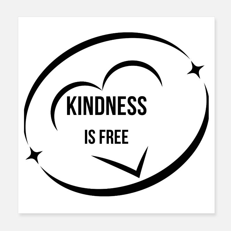 Kindness Is Free Minimal Black Circle T-Shirt Poster 8" x 8" (20x20 cm)