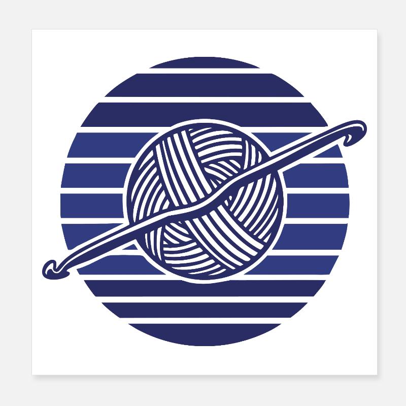 Funny Crochet Yarn Lovers Crochet Hook Sunset Poster 8" x 8" (20x20 cm)