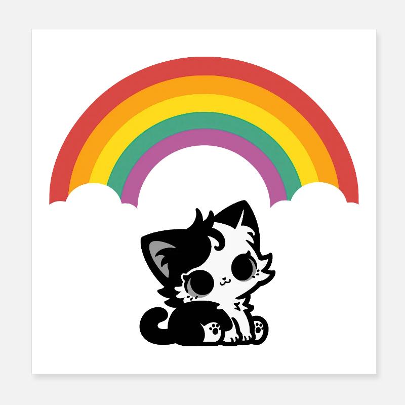 Goth Katze unterm Regenbogen Motiv Poster 20x20 cm