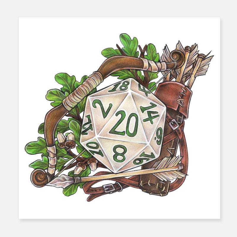 Rollenspiel Tabletop D20 Würfel Geschenk Ranger Poster 20x20 cm