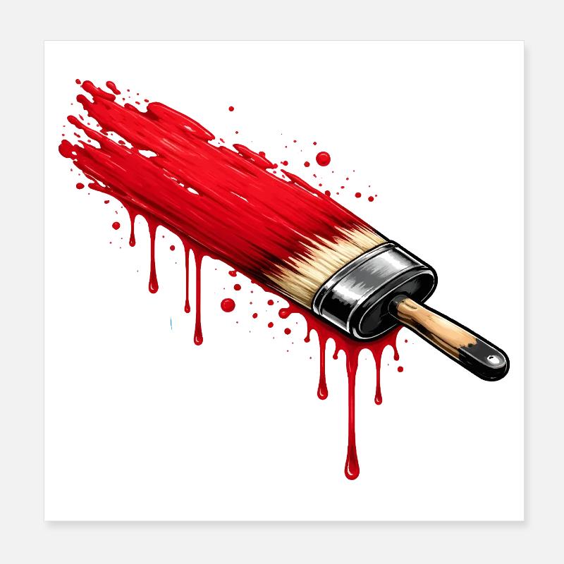 Brush with red paint in graffiti style Poster 8" x 8" (20x20 cm)