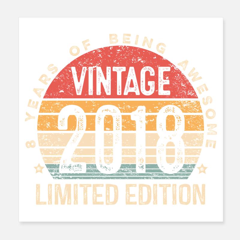 8 Year Old Bday Decorations Son Boy 2018 8th Bday Poster 8" x 8" (20x20 cm)