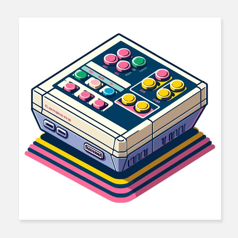 Retro Game Console Pixel Art Poster 8" x 8" (20x20 cm)