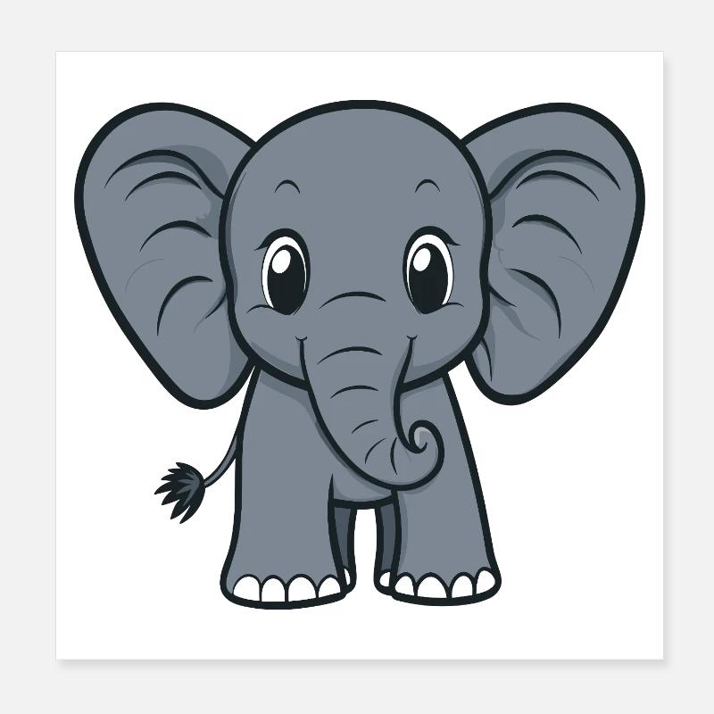 Dessin animé d’éléphant mignon Poster 20 x 20 cm