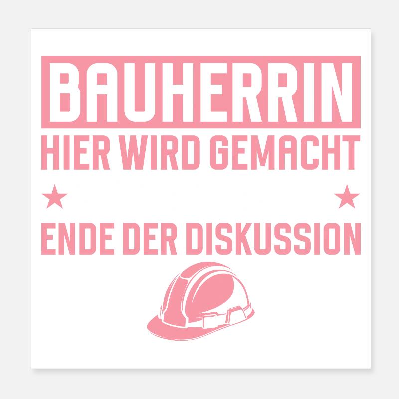 Builder Funny Gift House Building Construction Site Poster 8" x 8" (20x20 cm)