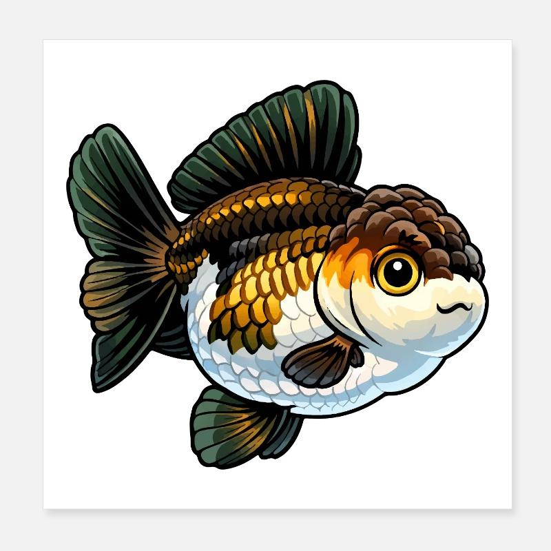 Yuanbao Panda High Quality Goldfish Poster 8" x 8" (20x20 cm)
