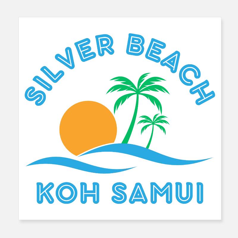Silver Beach Koh Samui Coucher de soleil Poster 20 x 20 cm