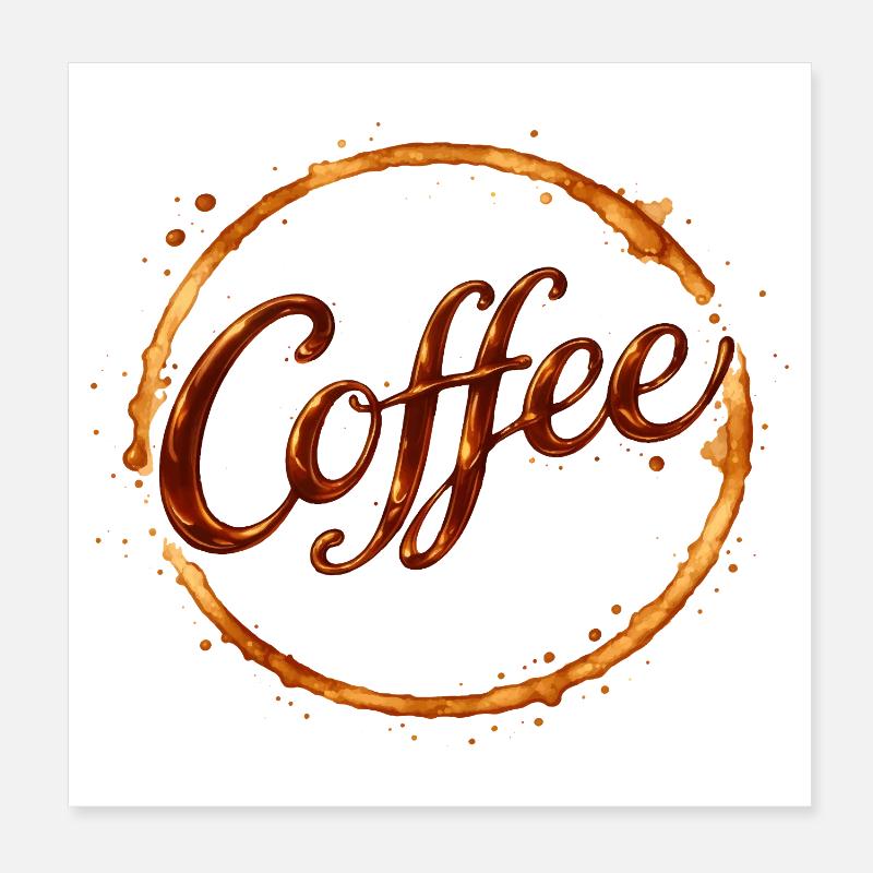 Illustration de l’empreinte des tasses à café Poster 20 x 20 cm