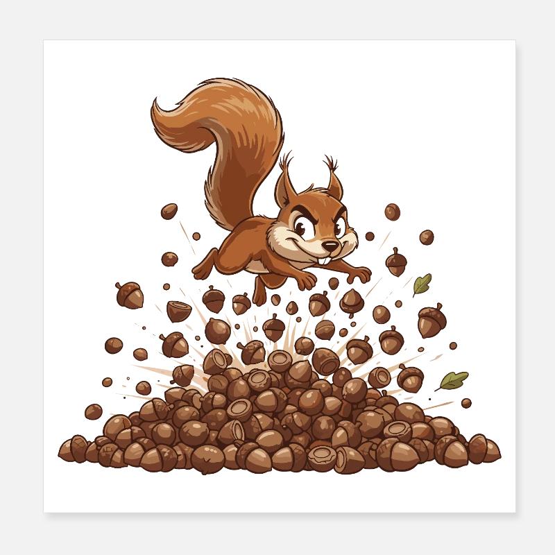Squirrel Nutstorm Poster 8" x 8" (20x20 cm)