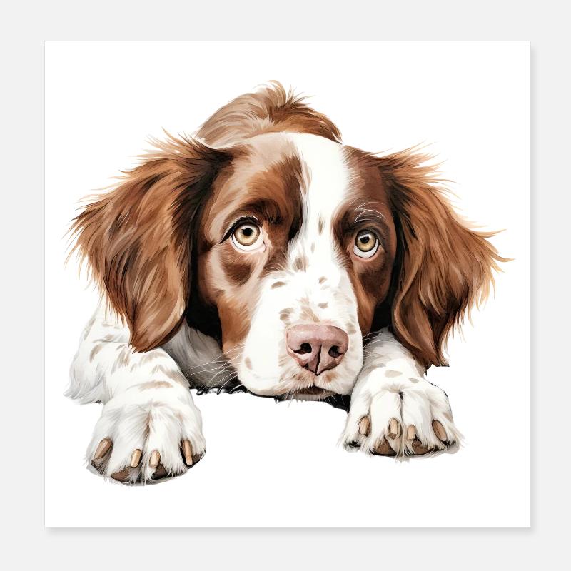 Chien Bretagne Poster 20 x 20 cm