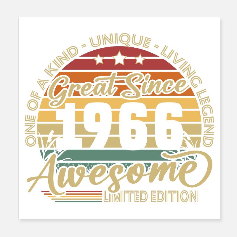 60th Birthday Gift 1966 Vintage Retro Poster 8" x 8" (20x20 cm)