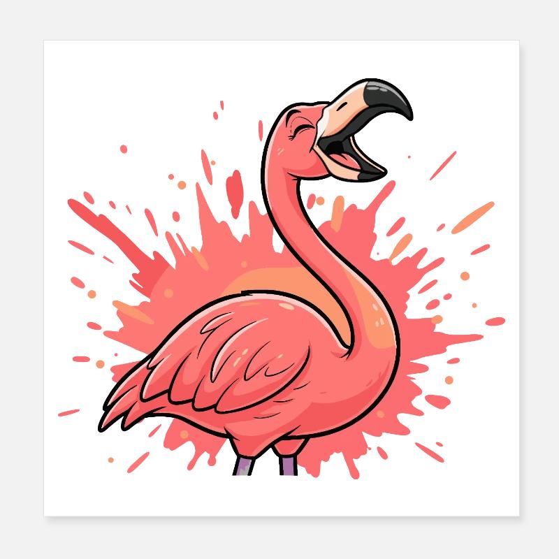 Flamingo Neon Splash Poster 20x20 cm