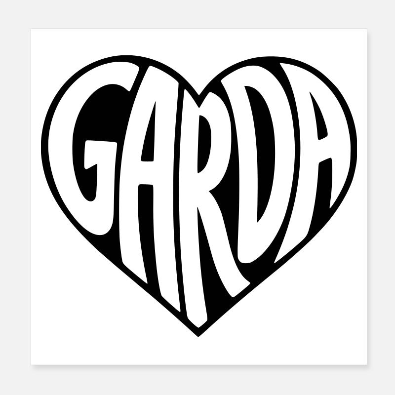 Garda, Typographie du cœur du lac de Garde Poster 20 x 20 cm