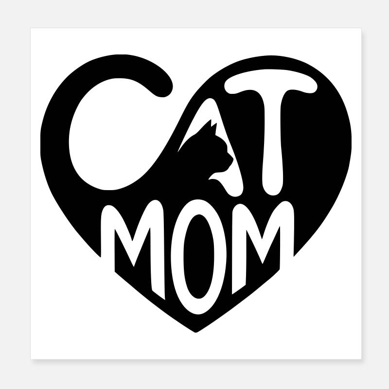Maman Chat, Cœur de Maman Chat Poster 20 x 20 cm