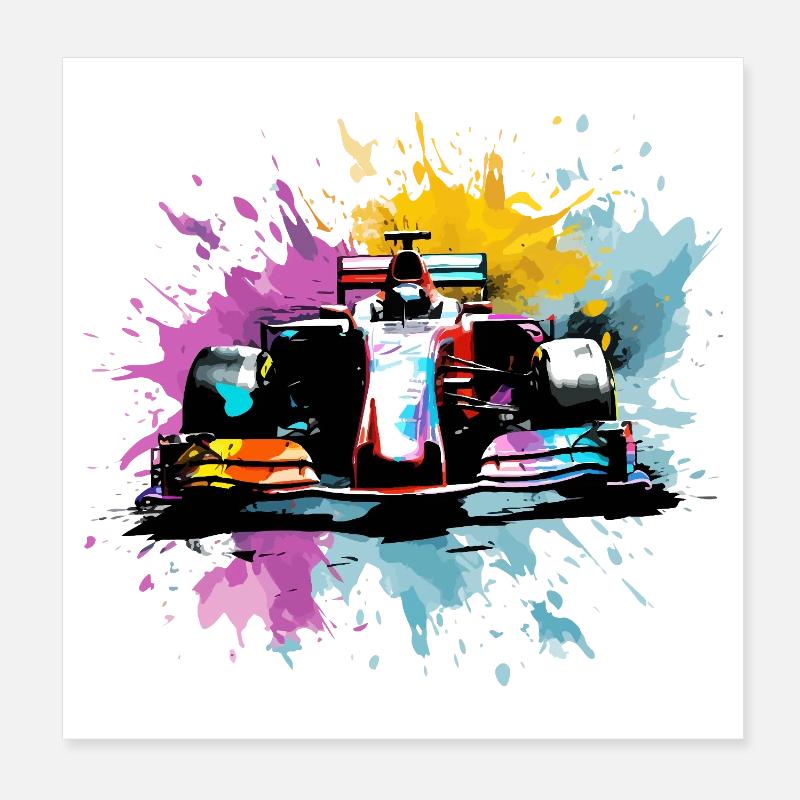 Colorful Splash Art Rush Race Car Driver Racing Poster 8" x 8" (20x20 cm)