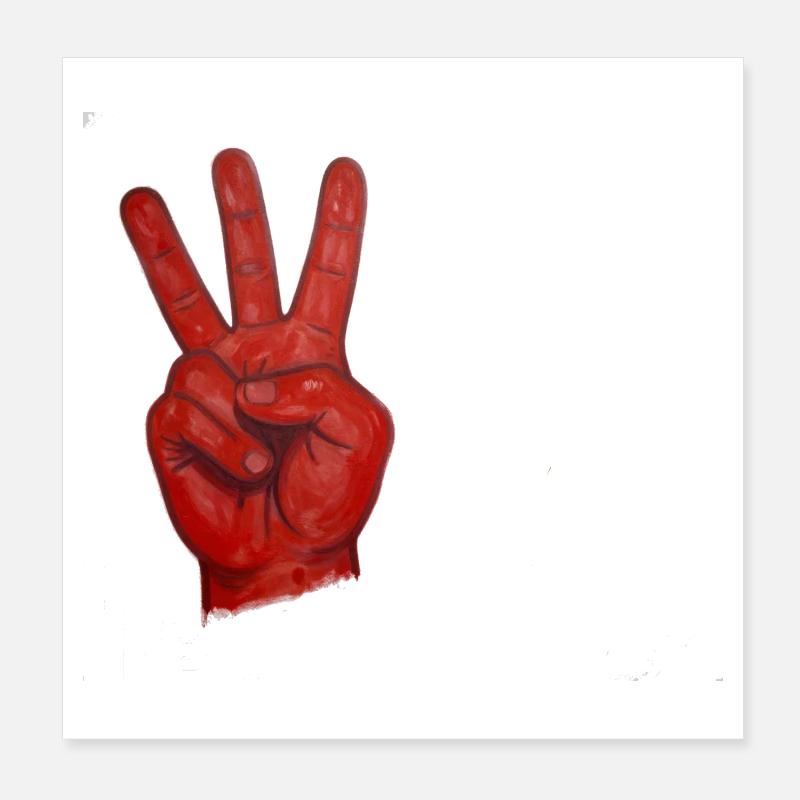 Rote Friedenshand Zwei-Stempel Poster 20x20 cm