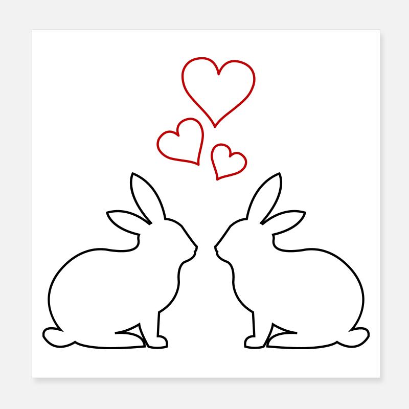 Hasen Hearts Poster 20x20 cm