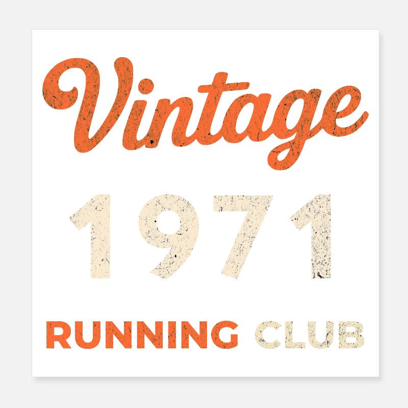 Idée cadeau d’anniversaire vintage du club de course de course 1971 Poster 20 x 20 cm