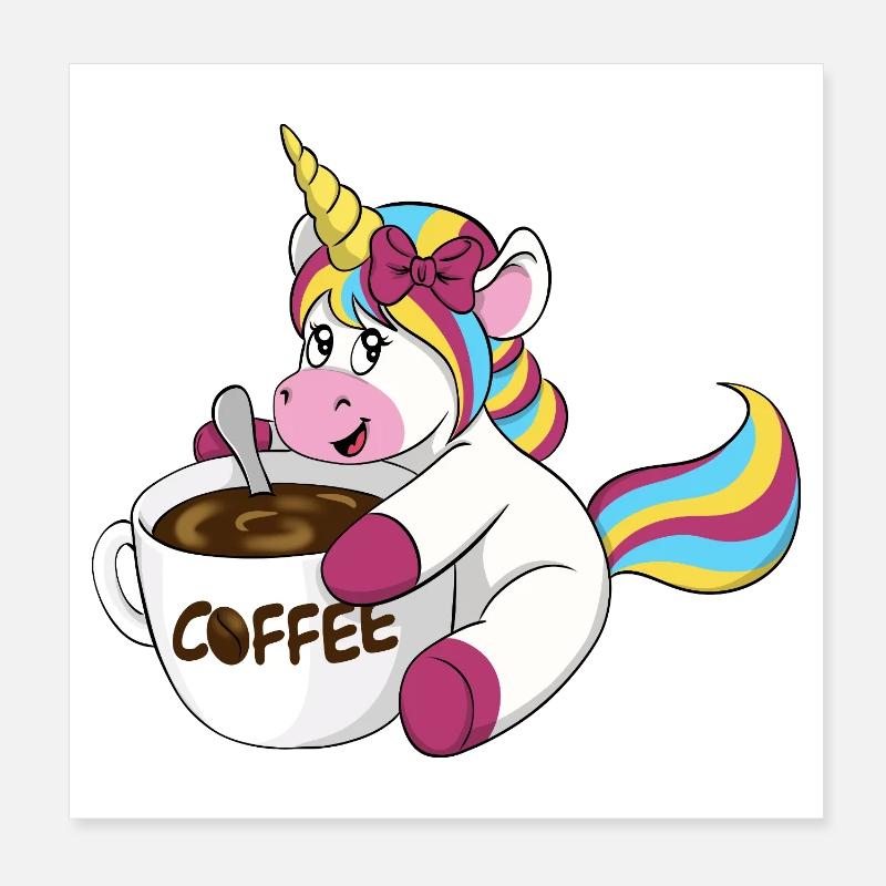 Kaffee Einhorn Poster 20x20 cm