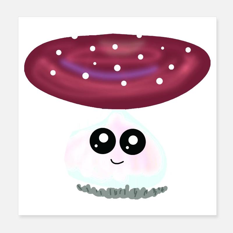 Champignons Champignons Kawaii Poster 20 x 20 cm