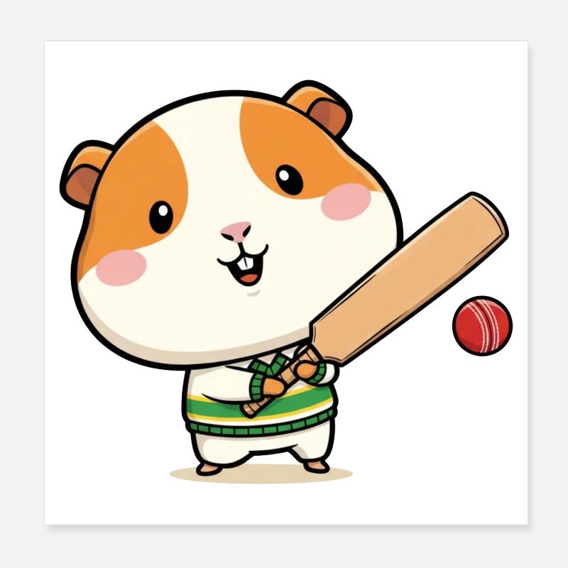 Dessin animé mignon grillon cochon d’Inde Poster 20 x 20 cm