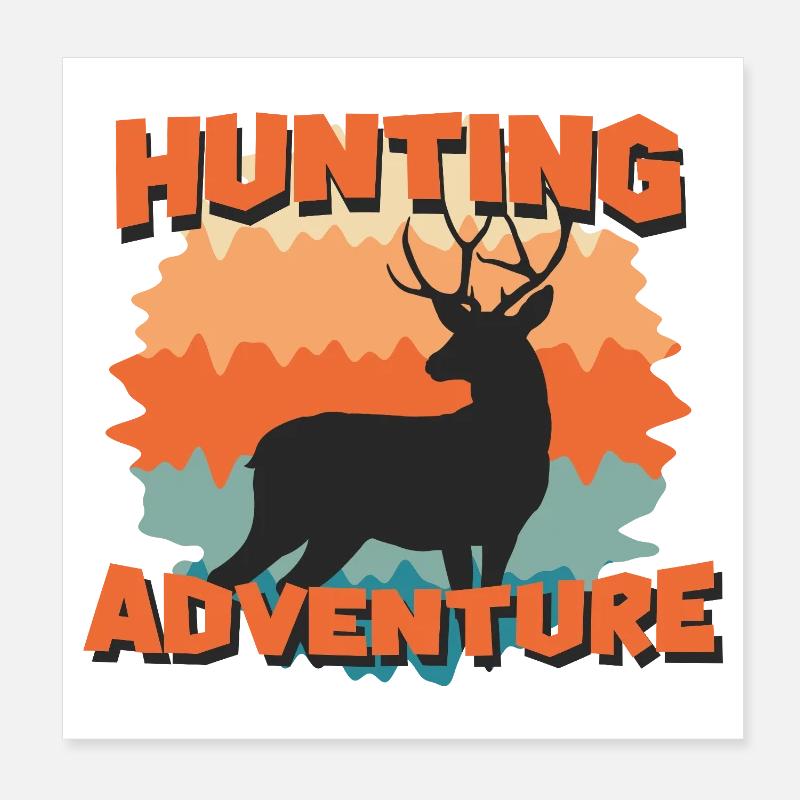 Silhouette de cerf d’aventure de chasse Poster 20 x 20 cm