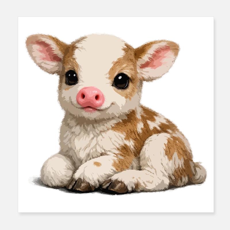 Petit peluchon mignon pour veau Poster 20 x 20 cm