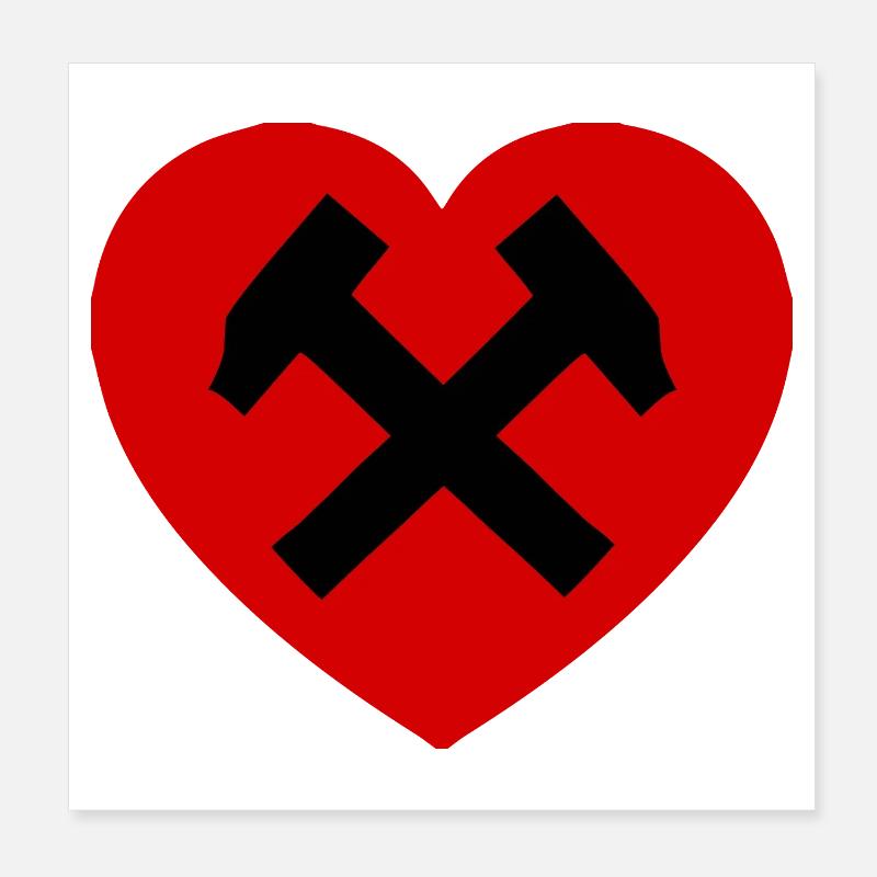 Herz mit Hammer und Sichel Poster 20x20 cm
