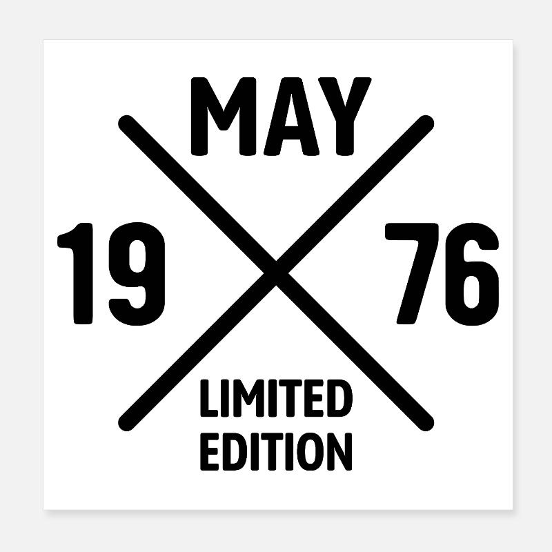 Édition limitée cadeau d’anniversaire de mai 1976 Poster 20 x 20 cm