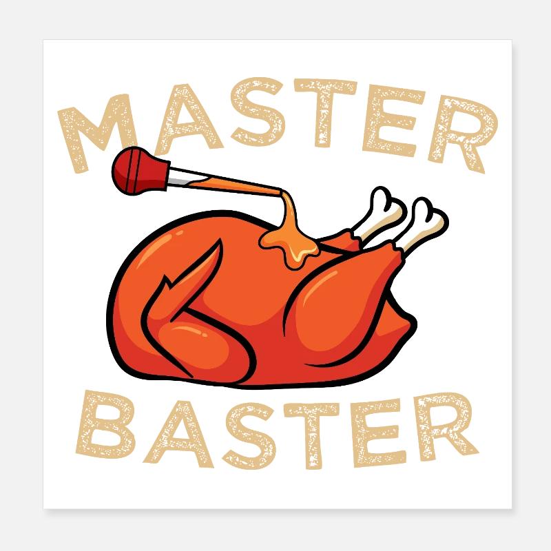 Master Baster Graphique drôle de cuisine BBQ Dinde Poster 20 x 20 cm