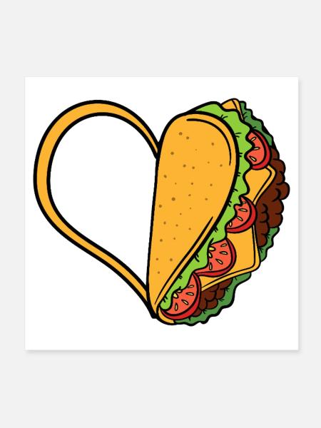 Amour au cœur de taco - Poster 20 x 20 cm - blanc - Devant