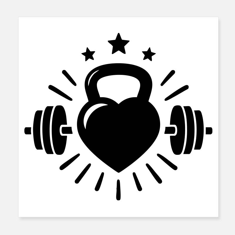 Kettlebell Herz Hantel – Love Lifting Poster 20x20 cm