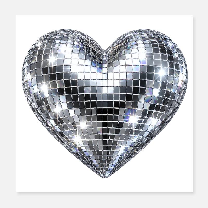 Herz Disco Glitzer Poster 20x20 cm