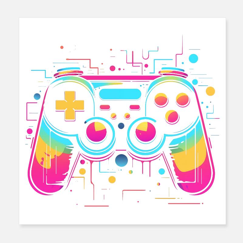 Game Controller Retrowave Look Poster 8" x 8" (20x20 cm)