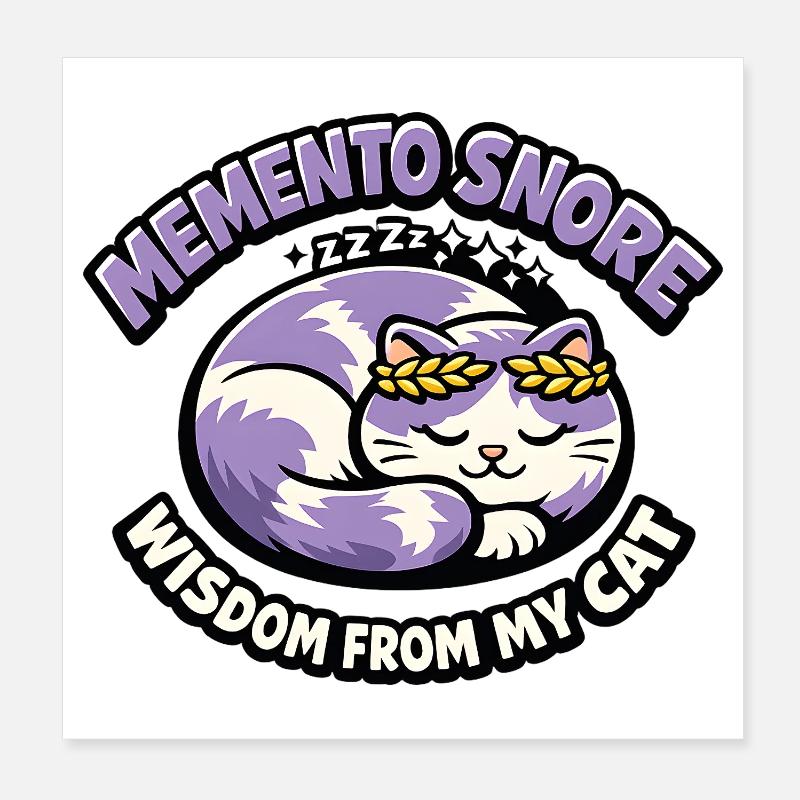 Chat Ronflement Souvenir Laurier Violet Poster 20 x 20 cm